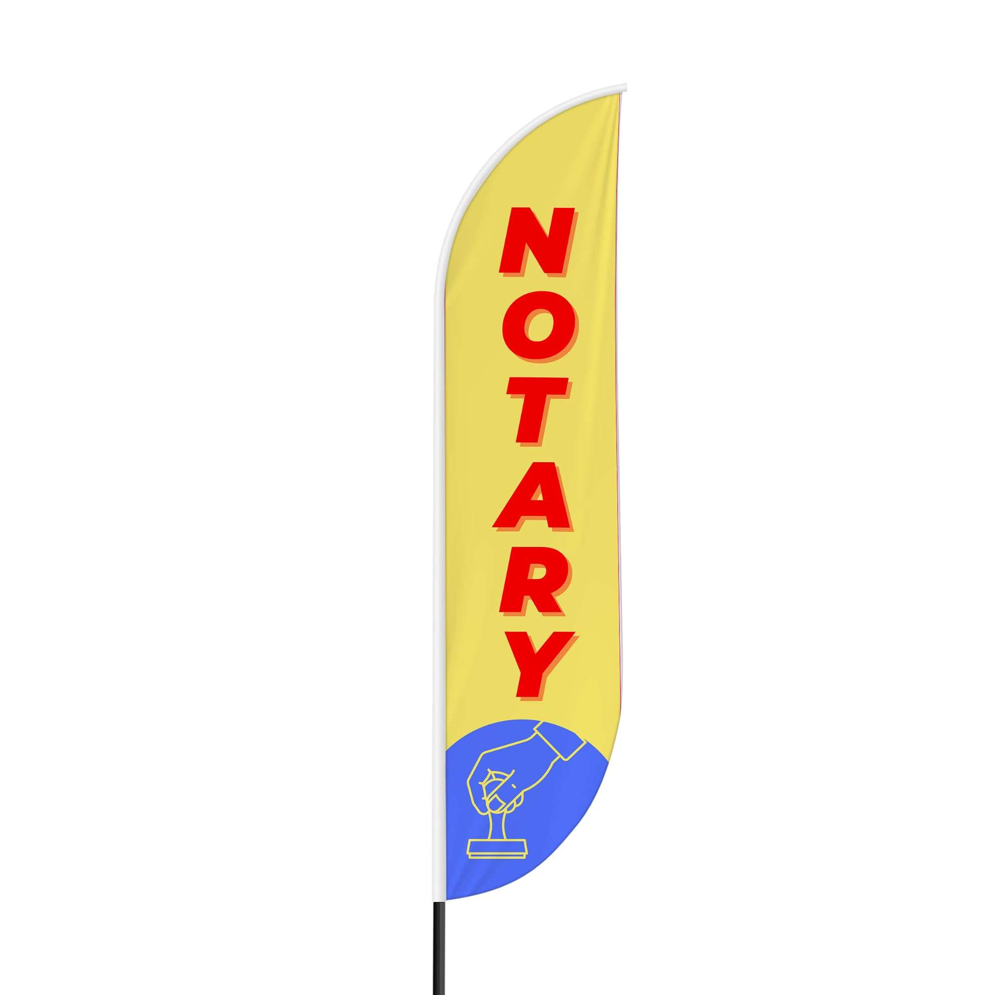 Notary Sign feather flag Pole Mount for Outdoor by Mavis Print | 15 FEET Long Polyester Outdoor Banner Flag Pole Kit for Easy Hang | HD Print Swooper Flag Pole Stand for Business Advertising 3