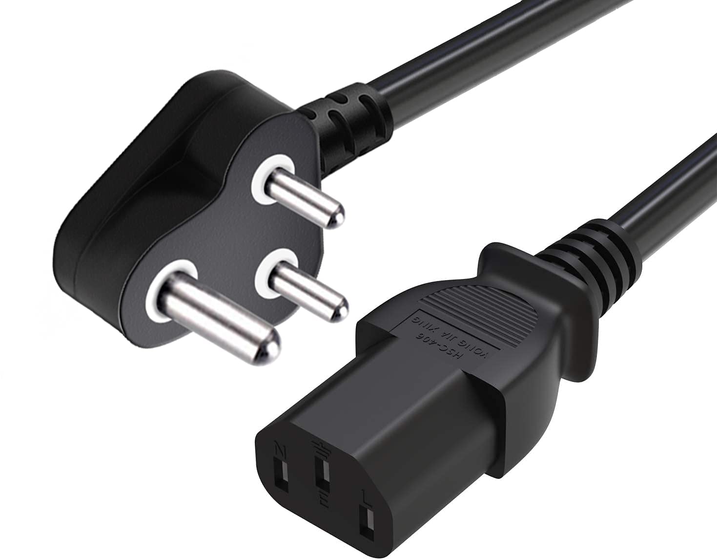 WeFly Power Cord 1.8M Replacement Power Cable, India Plug IEC Computer Mains Power Cable Cord for Desktop 3 pin Power Cable for PC Power Cable for Monitor SMPS and Printer, Power Supply, TV