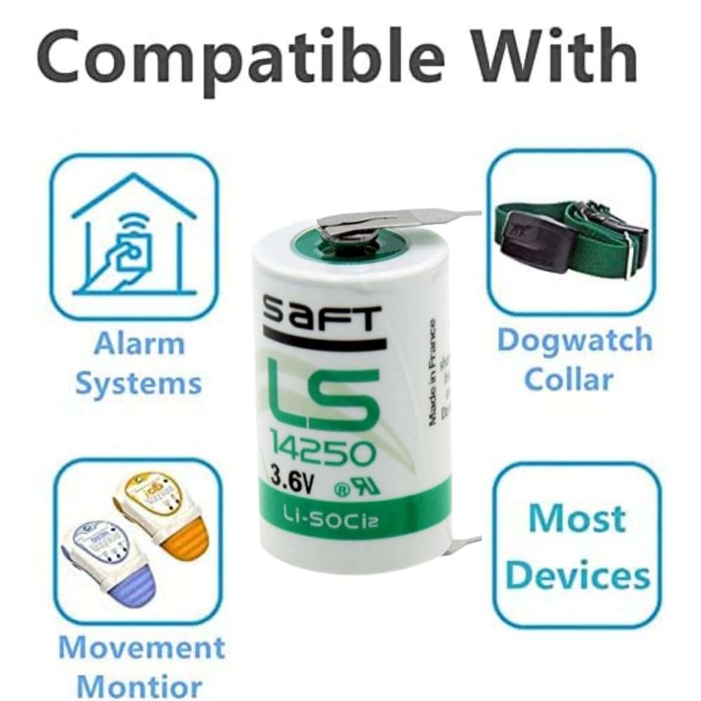 Golden Power Compatible Battery for SAFT LS 14250 Original 100% Battery 1/2AA Lithium Thionyl Chloride 3.6 V 1200mAh Non-Rechargeable Battery with Connector 5