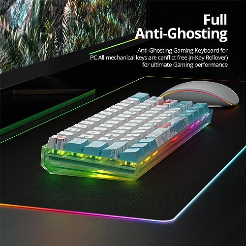 Guffercty kred 60% Gaming Keyboard Red Switch SK61 Custom Hot Swappable Mechanical Keyboard 60 Percent with RGB Backlit Type-C for Win/PC/Mac (Gateron Optical Red, Sea) 6