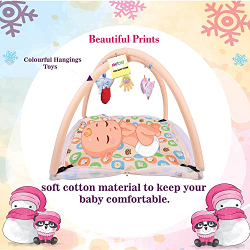 Kwitchy Baby Bedding Set New Born Baby Bed | Mattress | Mosquito Net | Play Gym | Sleeping Bags | Playmats | Cotton | Infants | Gift Combo | Bed with Hanging Toys (0-6 Months) Orange (2PCS Set) 5