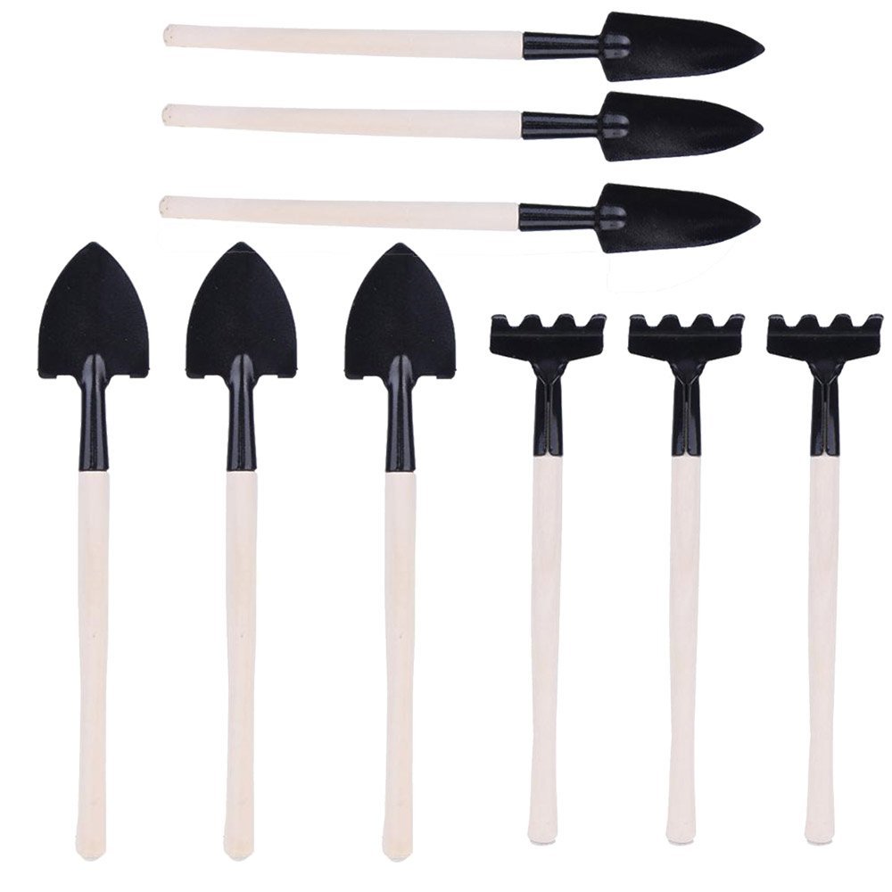 3 Pieces Mini Spade Shovel Harrow Gardening Tool Set Potted Plants Maintenance Suit with Wooden Handle Garden Tool for Indoor houseplant(3 Pack) 1