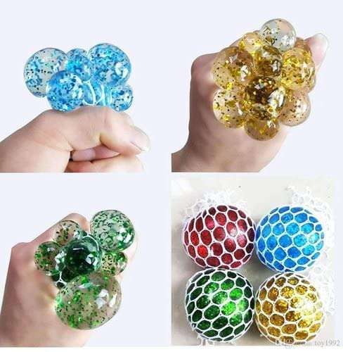 PILYU™ mesh Ball Squeezing Ball Sensory Fidget Toys Mesh Ball Fidget Stress Balls for Adults Kids Stress Relief Gifts, Multicolor,(Pack of 2) 3
