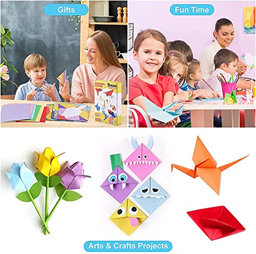 Jhintemetic DIY Origami Paper Kit for Kids - 400 Sheet (4 Different Texture) with Sticky Googly Eyes & Scissor Art Projects Kit for All Age Group Girls & Boys 5