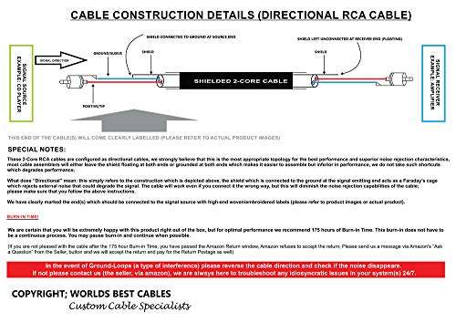 WORLDS BEST CABLES 3 Foot – Directional High-Definition Audio Interconnect Cable Pair Custom Made Using Mogami 2549 Wire and Amphenol ACPR Die-Cast, Gold Plated RCA Connectors 2