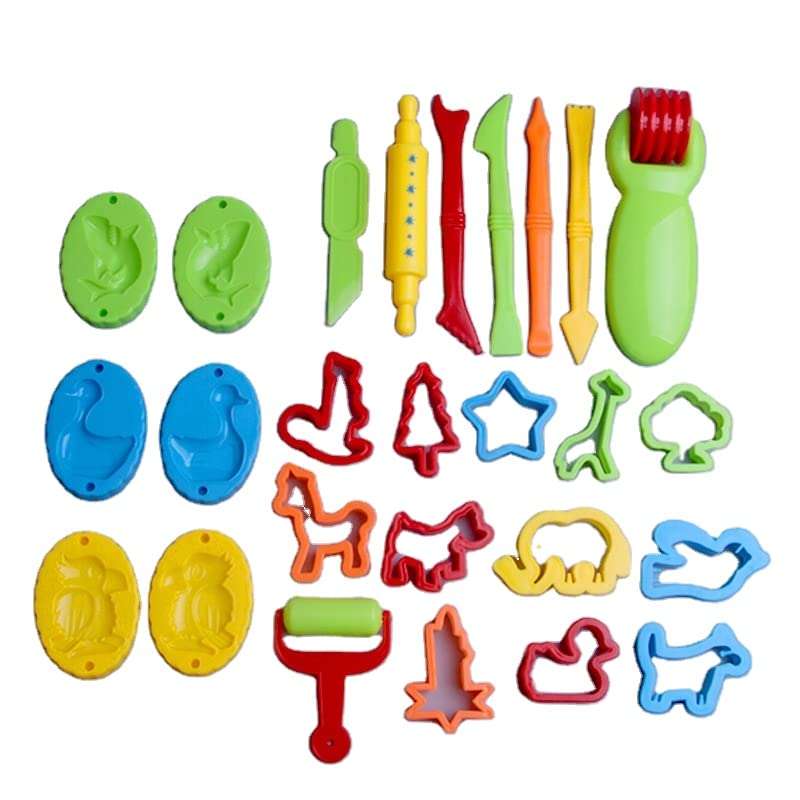 Imicreate 26 pcs Plastic Different Shapes and Sizes Art Clay and Dough Playing Tools Set for Children Ages 3 and Up, Multicolor 5