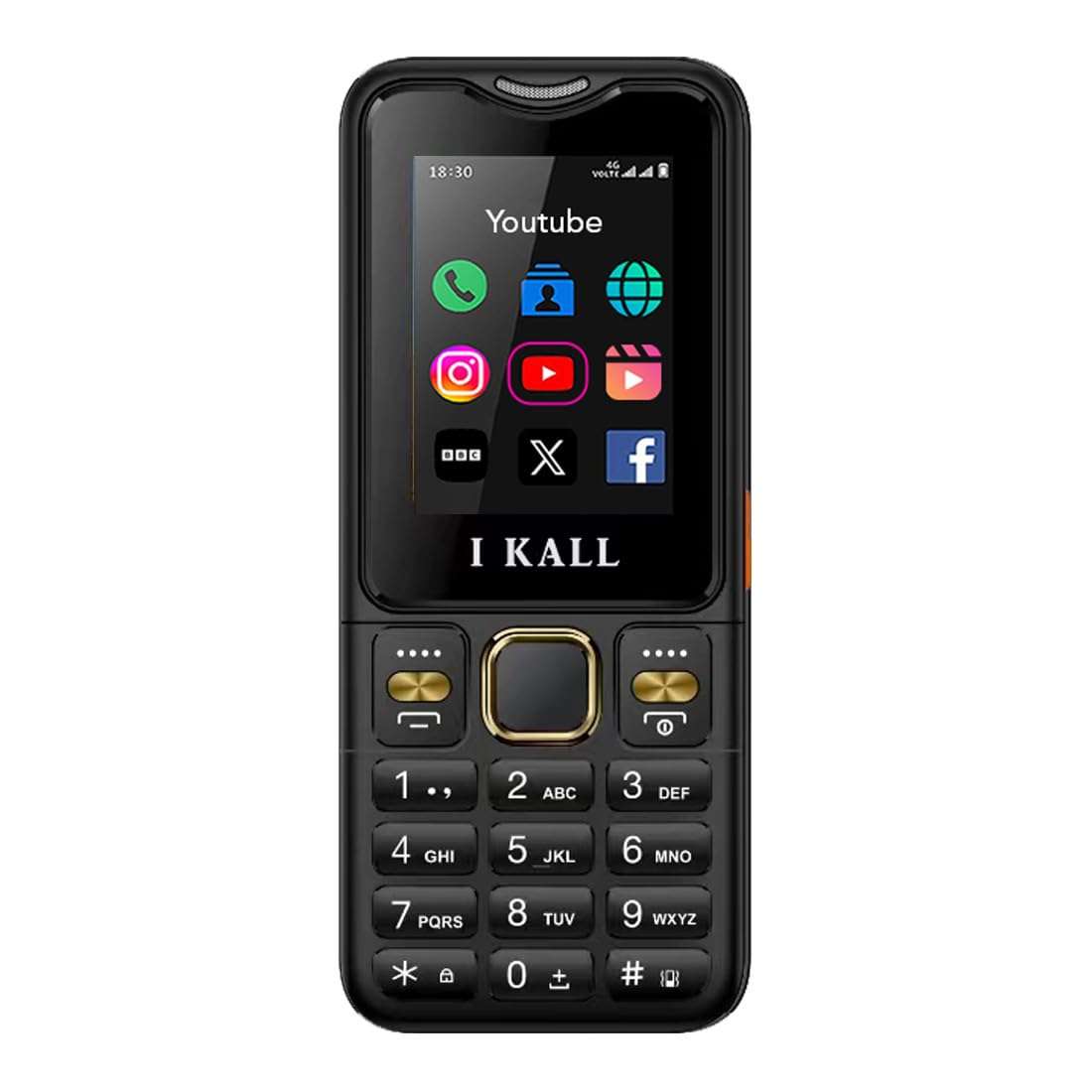 IKALL I9 4G Keypad Feature Phone | 2.4" Display, 2500mAh Battery, Type-C Charging | Dual SIM, Bluetooth | Pre-Loaded Facebook & YouTube Apps (Black) 4