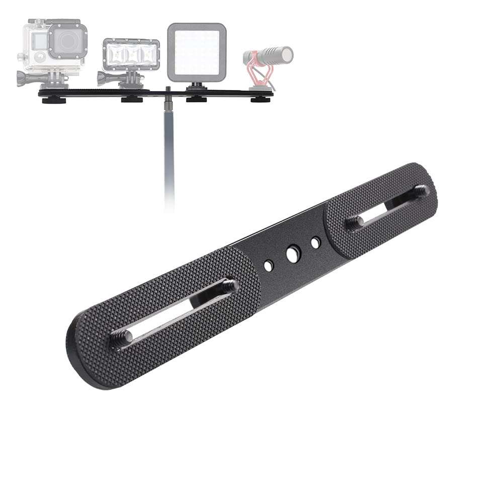 Zeetain 30cm Dual Speedlite Camera Mount Tripod Bracket Flash Extension Bar,10" Dual Tripod Bracket for Camera,LED Video Light,DSLR Camera,Flash Light 3