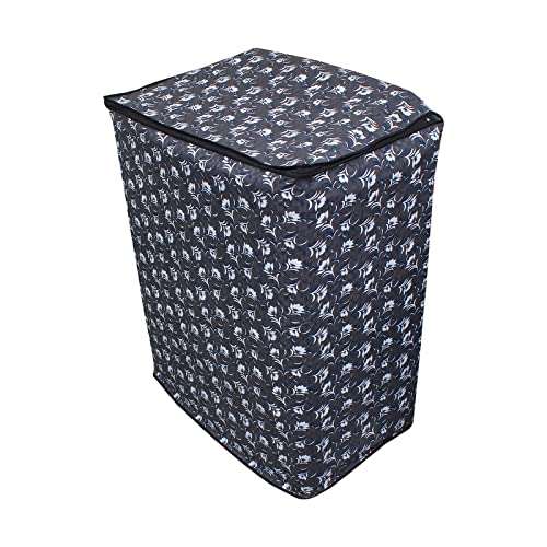 Glassiano Floral Grey Washing Machine Cover for Videocon NiWa Semi Automatic 7.3 Kg Washing Machine 4