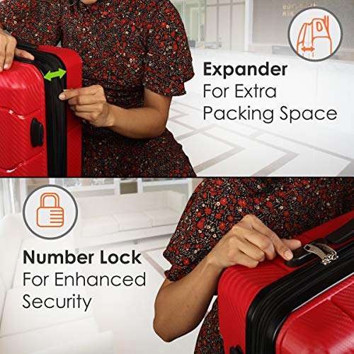 AGARO Venue Hard-Sided Polypropylene Check-in Luggage Set of 2 (20-24 Inch Suitcase) Red 3