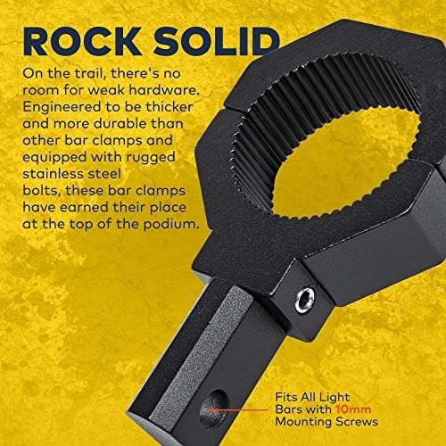 Off-Road ATV UTV Light Bar Mounts Mounting Bracket Bar Clamp Kits [1"/1.5"/1.75"/2" Inch] [360-Degree] [2 x Stud Size] [Aluminium] [2 Unit] Bull Bar Roll Bar Clamp Roll Cage Clamps Mount For ATV UTV 4