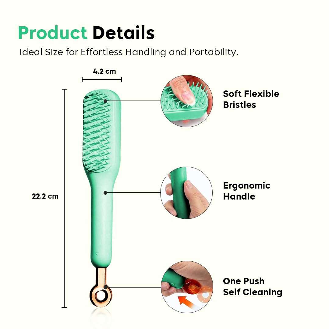 Gleva Self Cleaning Hair Brush, Detangling Brush & Styling Brush, Anti Static Massage Hair dressing Comb, Hair Massage Comb, Styling & Smooth Brush, Massage Brush, Hair Comb for Men & Women 6