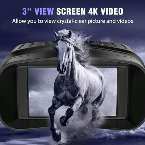 Night Vision Goggles - 4K Night Vision Binoculars with 5000mAh Rechargeable Battery, 32GB TF Card can Save Photo and Video, 3'' HD Screen for Camping & Security, Black 3