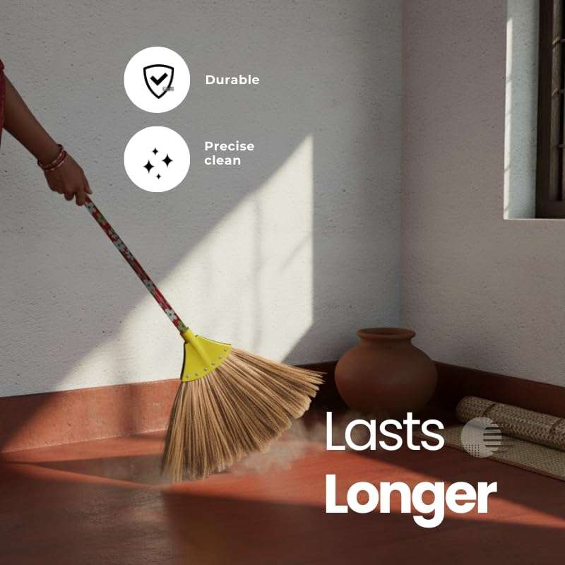 MS Diamond Brooms, Wooden Handle, Brown 6