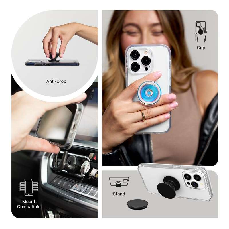 PopSockets: Phone Grip with Expanding Kickstand, Pop Socket for Phone - Dove White Marble 6