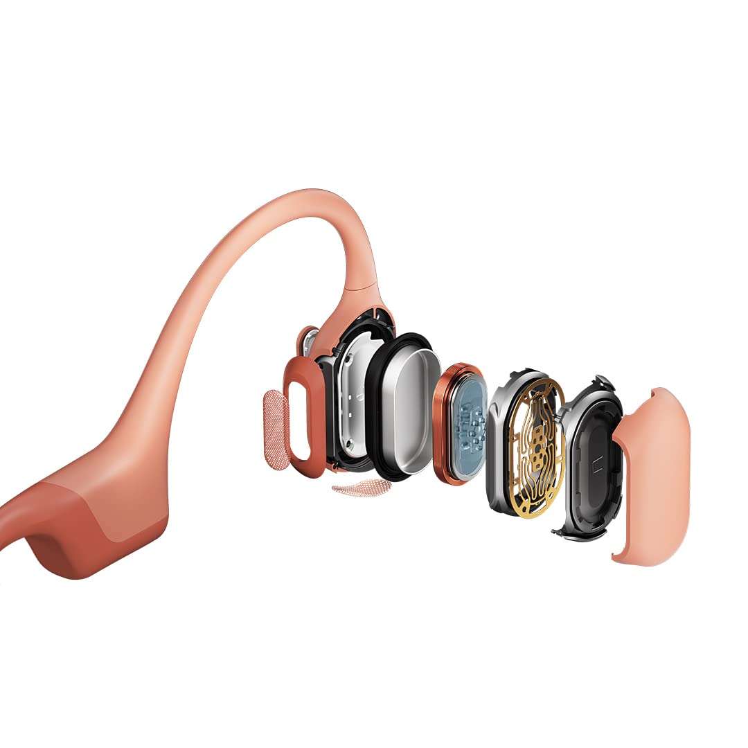SHOKZ OpenRun Pro - Premium Bone Conduction On Ear Bluetooth Sport Headphones - Sweat Resistant Wireless Earphones for Workouts and Running with Deep Base - Built-in Mic, with Headband (Pink) 4