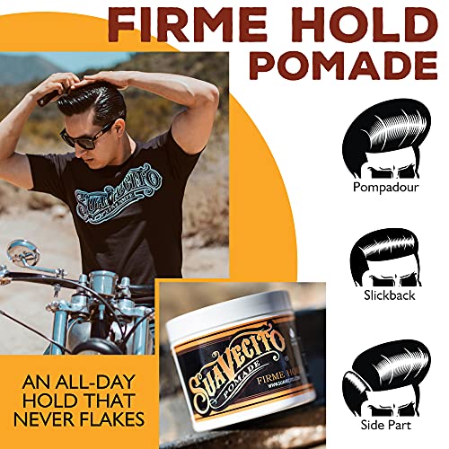 Suavecito Pomade Firme (Strong) Hold 4 oz, 3 Pack - Strong Hold Hair Pomade For Men - Medium Shine Water Based Wax Like Flake Free Hair Gel - Easy To Wash Out - All Day Hold For All Hair Styles 3