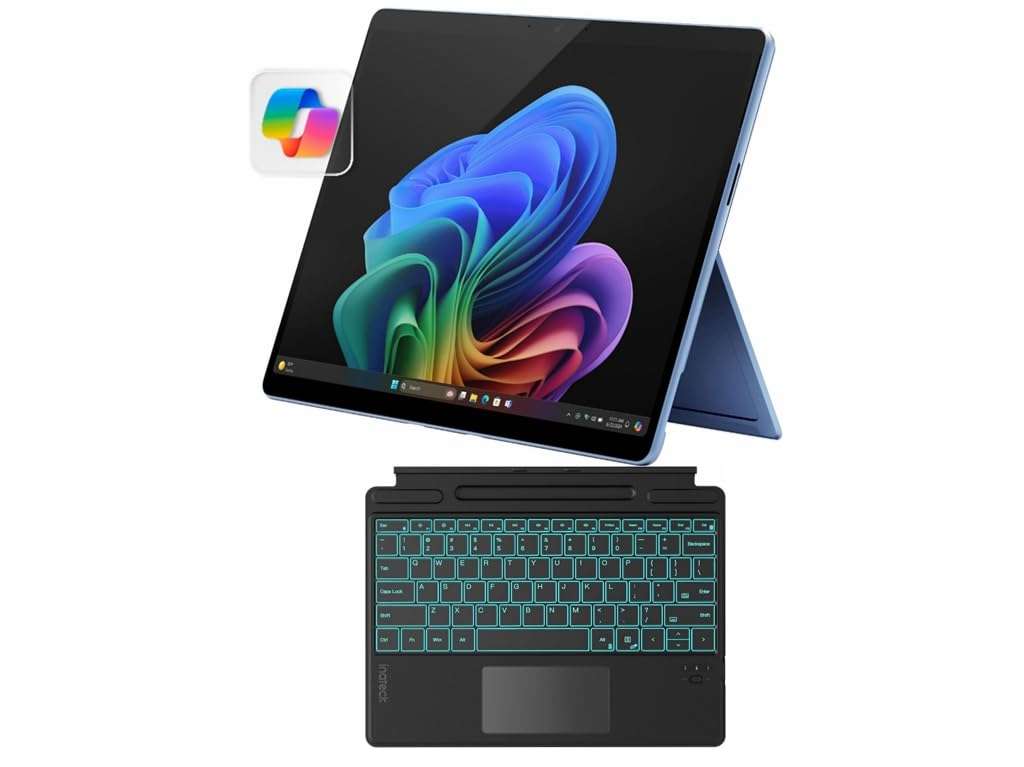 Microsoft Surface Pro 11 2024, 13-inch Touchscreen 2-in-1 Laptop, Snapdragon X Plus, 16GB, 512GB, with Inateck Bluetooth Backlit Keyboard with Touchpad & Pen Holder – 2-in-1 Laptop & Tablet (Sapphire) 1