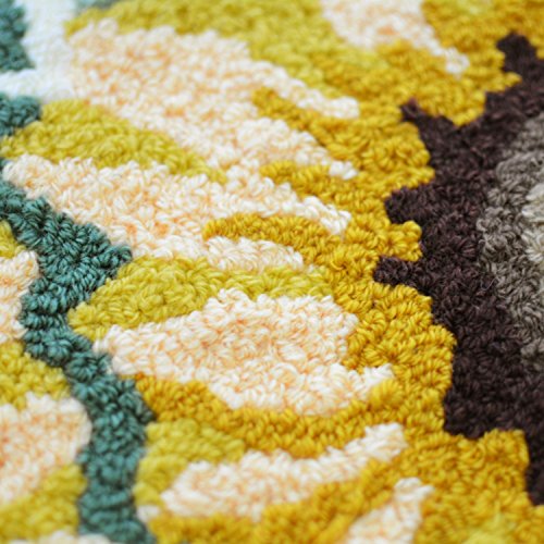USTIDE Sunflower Rug for Kitchen Handmade Rug Yellow Flower Floor Mat Modern Rustic Carpet Washable Non-Slip Bathroom Mat for Bedroom/Foyer 3x2 4