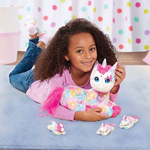 Unicorn Surprise 14-inch Licorice Stuffed Animal with Unicorn Babies, Star Pattern, Kids Toys for Ages 3 Up by Just Play 2