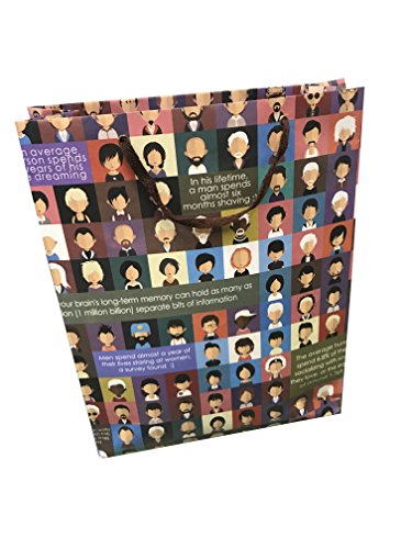 eVincE set of 12 large Gift Paper Bags | Graphical Human faces and facts children adults | office gifts birthday Anniversary Business gifting Diwali Christmas |matt finish | 11" x 13" x 4" size 3