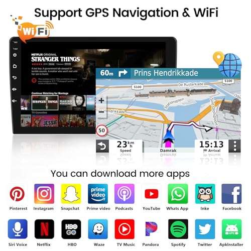 Car Radio for Honda CRV Radio 2002-2006 with Wireless CarPlay Android Auto, 9 Inch Android Car Stereo 2G+32G GPS Navigation WiFi Mirror Link Bluetooth AHD Backup Camera Mic 4