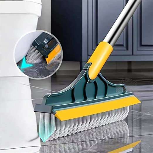 SISTA ENTERPRISE Heavy Quality Mop with Squeeze Cleaning Supplies Clean Home Floor Cleaner Bathroom Cleaning Brush with Wiper 2 in 1 Tiles Cleaning Brush Scrub Bathroom Long Handle Automatic 3