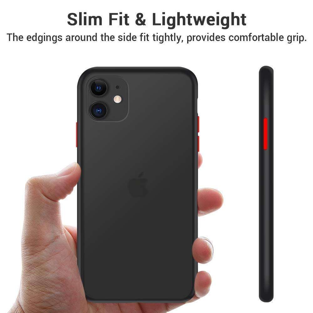 TRENDYTHINK Transparent Shockproof Camera Protection Smoke Cover Translucent Matte Soft TPU Pouch Case Smoke Case for (Black, I Phone 11) 3