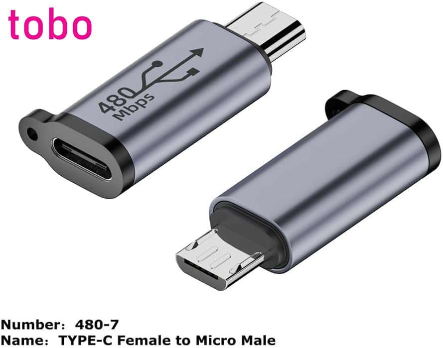 Tobo USB-C to Micro USB Adapter, USB Type C Female to Micro USB Male Converter USB C to Micro B 2.0 Charge & Data Sync Compatible with Samsung Galaxy S7 S6 J7 Note 5 Kindle Ps4 and More-TD-1300CC 3