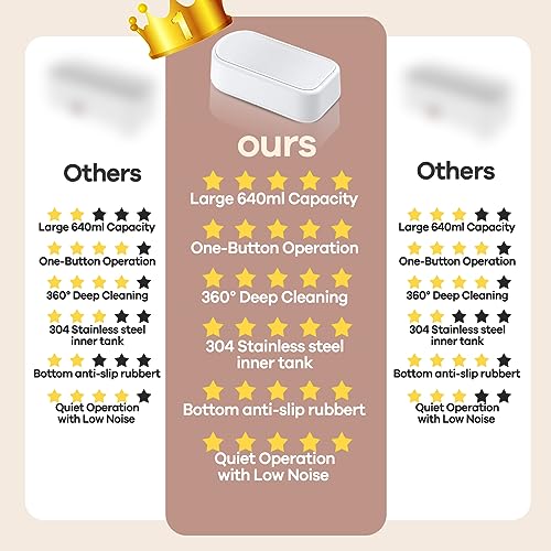 Ultrasonic Cleaner Jewelry Cleaning Machine: Portable Sonic Glasses Cleaner for Home Bathroom Room House Bath Office Bedroom 3