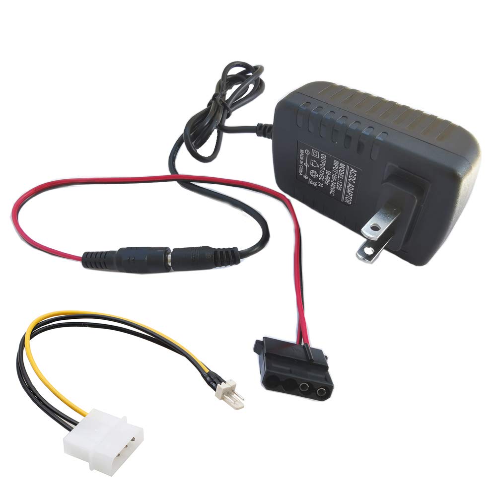 Delinx DC 12V 2A Power Adapter PC Fan Power Supply 3 pin 4pin Molex Cable Connector (12V 2A 4-pin Molex Female Connector) 1