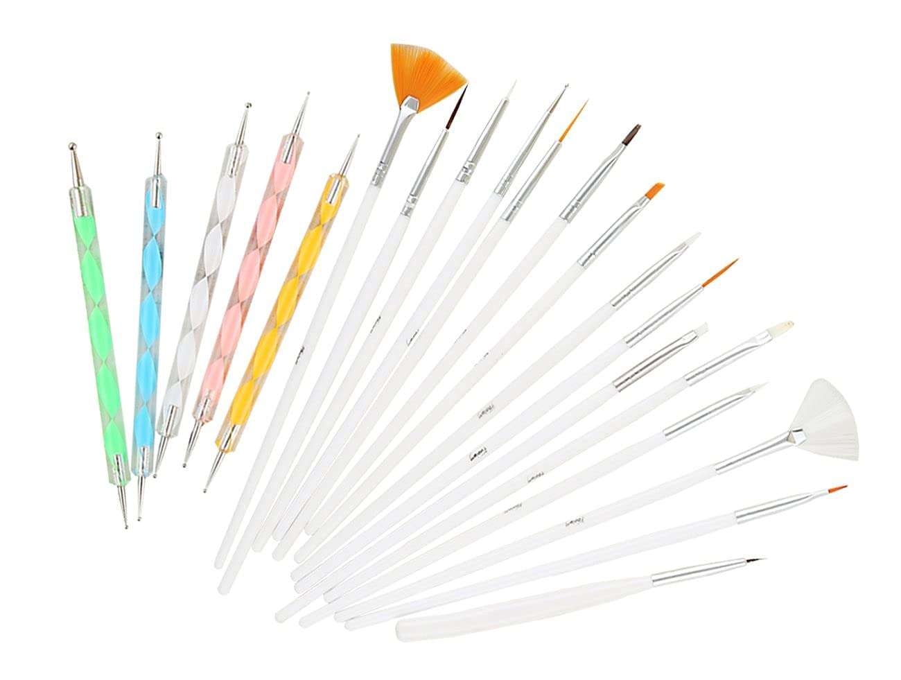 ZemGlam 0 Pcs Nail Art Brushes, Nail Art Design Painting and Drawing UV Polish Brush Tool Kit,Dotting Tool, Acrylic Nail Art Design Painting Tool Pen Polish Nail Brush Set (Set of 20) 1