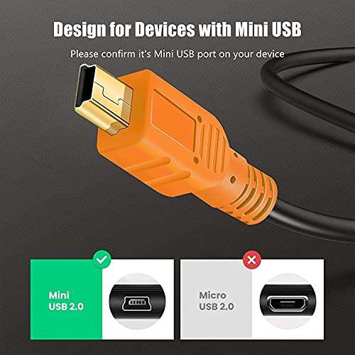 Mini USB Cable 10Ft, Tan QY Mini USB Cable USB 2.0 Type A to Mini B Cable Male Cord for GoPro Hero 3+, Hero HD, Cell Phones, MP3 Players, Digital Cameras,GPS Receiver, PDAs etc (10Ft/3M, Orange) 5