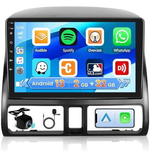 Car Radio for Honda CRV Radio 2002-2006 with Wireless CarPlay Android Auto, 9 Inch Android Car Stereo 2G+32G GPS Navigation WiFi Mirror Link Bluetooth AHD Backup Camera Mic 1