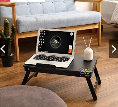 FURNIFOX Study Table for Students with Storage | Wooden Table Wooden Adjustable Multipurpose Folding Portable Laptop Table with Dwawer (Black) 4