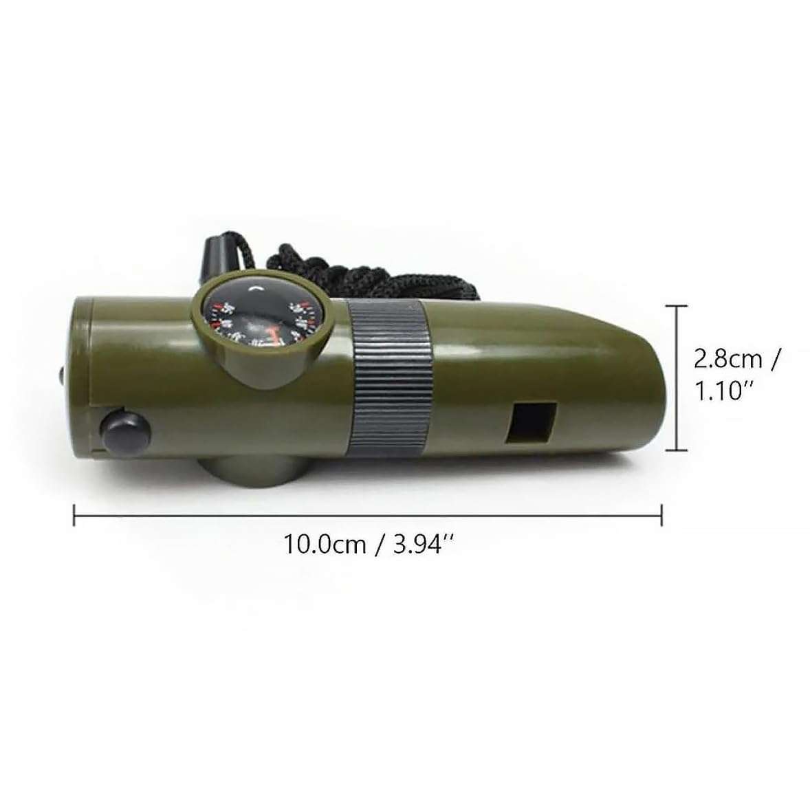 OnIUeZky Function Whistle Survival Emergency Green Tool with Thermometer Compass LED Light Magnifier Mirror for Camping Hiking Outdoor. 3