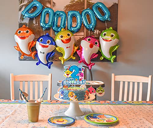 Baby Shark 2nd Birthday Cake Topper, Baby Shark Birthday Cake Topper, Second Birthday Baby Shark Cake Topper for Kids Boy Girl 2nd Birthday Party Cake Decorations 3