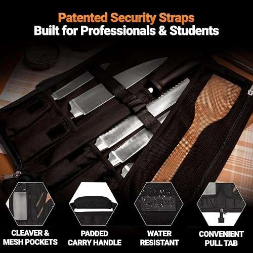 Chef Sac Chef Knife Roll Bag Travel Case | 8+ Slots for Knives & Tools | 2 Flaps with Cleaver & Mesh Pocket | Chef Knife Case for Professional & Culinary Work | Knives Not Included (Pink) 4