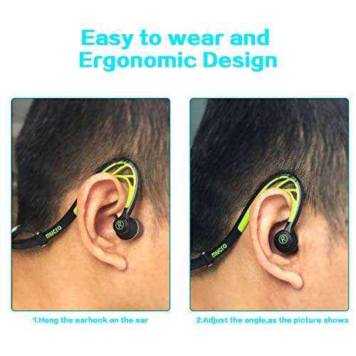 mucro Sports Earbuds Wired Running Headphones with Microphone, Neckband in-Ear Stereo Workout Earphones Designed for Jogging Gym Headsets,Green 5