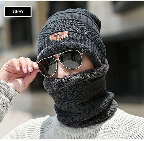 QUEERY Men's Woolen Cap with Neck Muffler/Neckwarmer Set of 2 Free Size -Grey 5