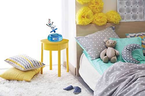 LEXIBOOK Disney Frozen Elsa, Olaf Jumper Alarm Clock, Demonstration Button, Snooze Function, Battery, Blue/White, RL985FZ 4