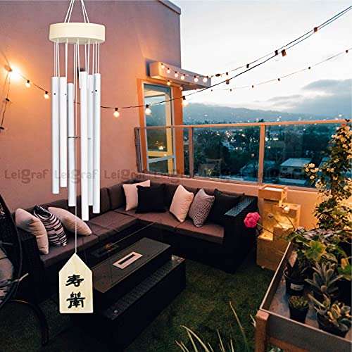 LEIGARF Wind Chime 6 Pipes Rods || Garden Balcony Wall Decorative Hanging Wind Chimes || 30 Inch (Silver) 3