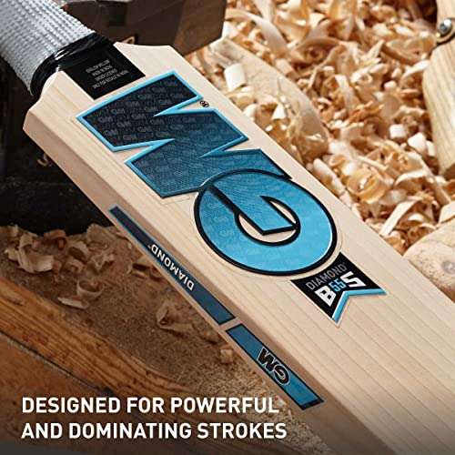 GM Diamond 707 English Willow Cricket Bat for Men and Boys | Short Handle | Ready to Play | Lightweight | Free Cover | Size-3 3