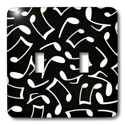 3dRose lsp_165904_2 Music Notes Pattern Black and White Toggle Switch, Multicolor 3