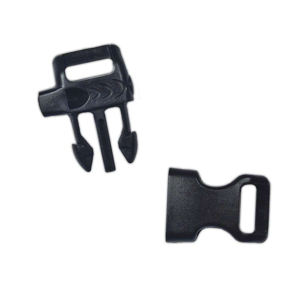 Paracord Planet Plastic Side-Release Emergency Whistle Buckle - 1/2 Inch - Black (20 Pack) 3