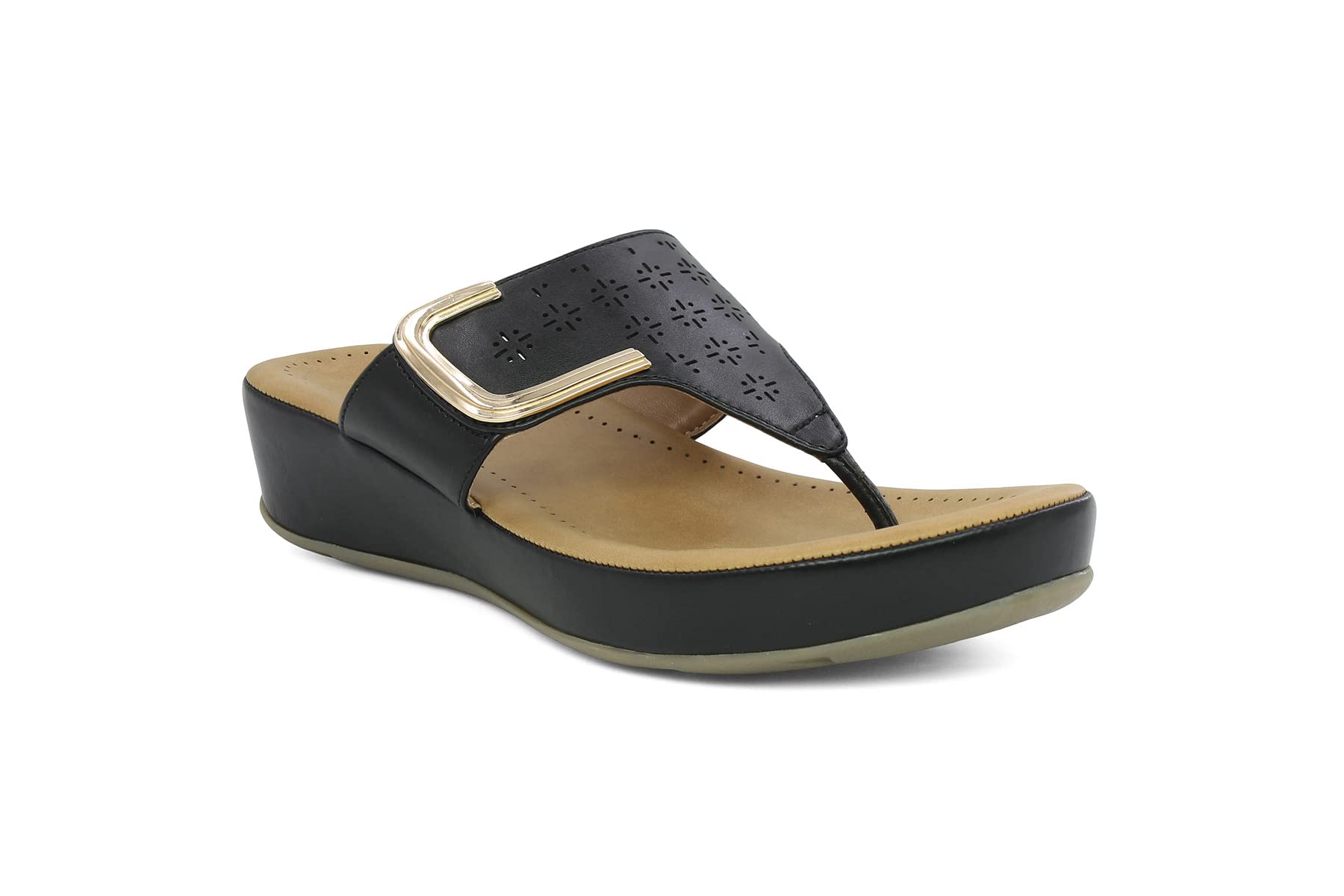 Inc.5 Women's 5998_Black Fashion Slippers-7 UK (40 EU) (9 US)