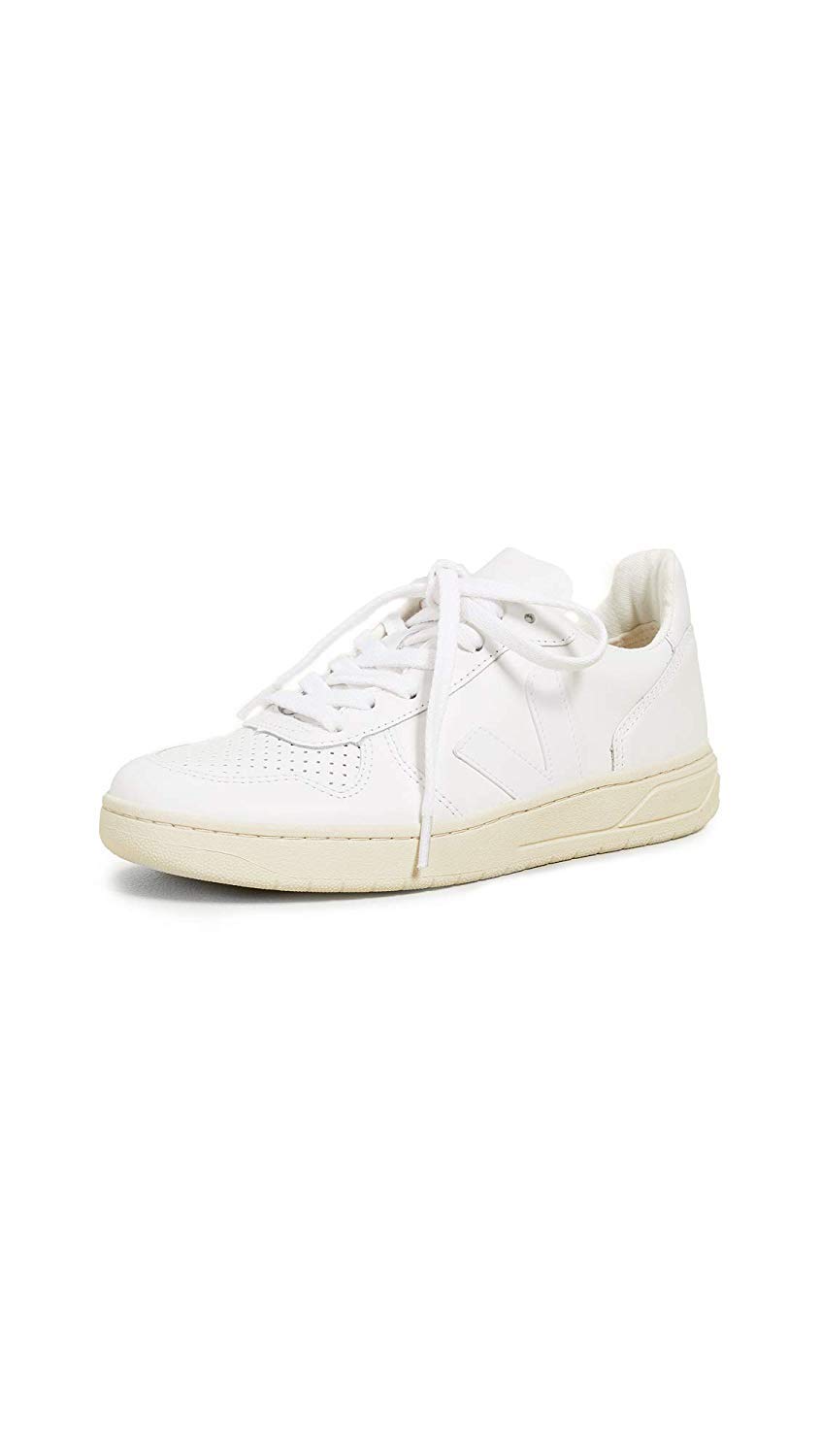 Veja Women's V-10 Lace Up Sneakers, Extra White, 9 Medium US