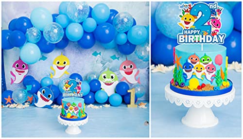Baby Shark 2nd Birthday Cake Topper, Baby Shark Birthday Cake Topper, Second Birthday Baby Shark Cake Topper for Kids Boy Girl 2nd Birthday Party Cake Decorations 2