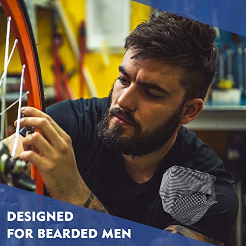 Beard Face Mask for Bearded Men, Extra Large XL Facemask with Nose Wire Washable Reusable Breathable Adjustable Ear Loops Fashion Fashionable Designer Adult Black Navy Plaid Cotton Cloth Fabric Madks 3