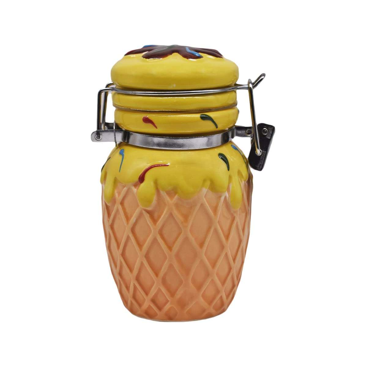 Kookee Ceramic Airtight Mini Canister Jar and Container for Kitchen Food Storage, Used to Store Candy, Salt, Pepper, Coffee, Tea, Sugar (Pack of 1) (150ml) (8629) 3